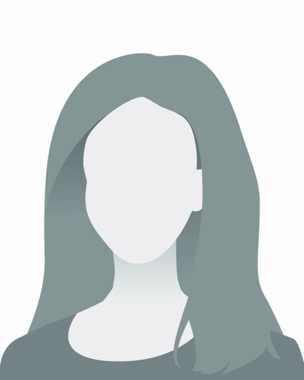 Default avatar photo placeholder. Grey profile picture icon. Woman in t-shirt